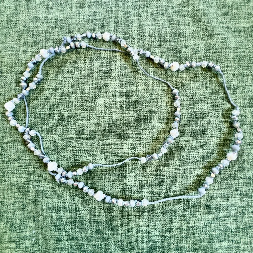 Marlyn Schiff Pearl Crystal Beaded Twine Rope Necklace Bracelet NEW
